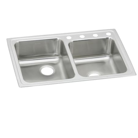Lustertone Stainless Steel 33 X 22 X 6 Offset Double Bowl Top Mount Ada Sink